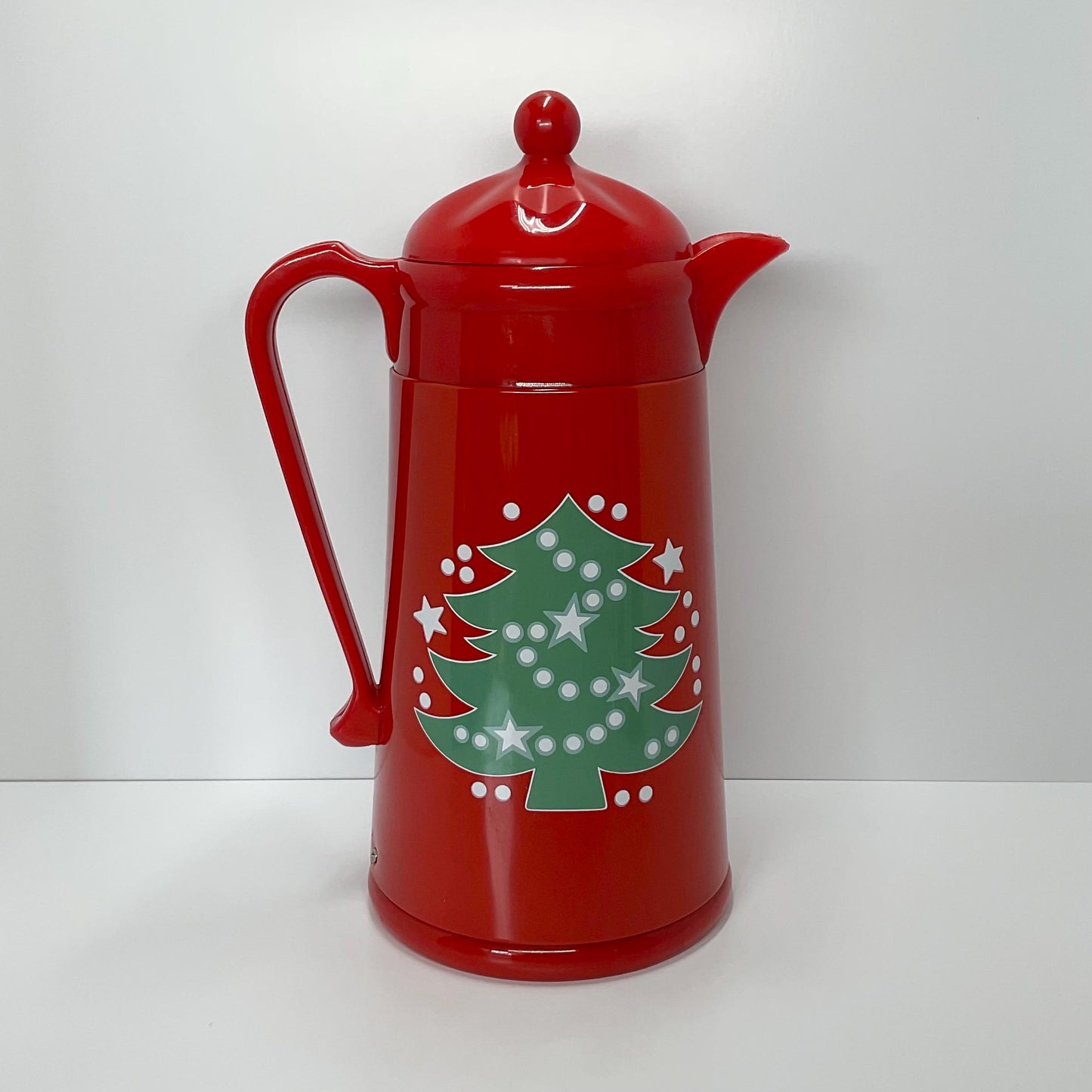 Vintage Carafe with Christmas Tree Design in Red and Made By Waechtersbach.