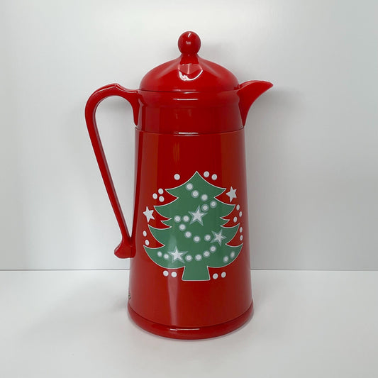 Vintage Carafe with Christmas Tree Design in Red and Made By Waechtersbach.