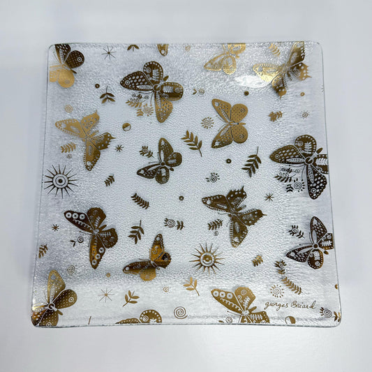Vintage Dish, Mid Century Modern Gold Butterfly, Signed Georges Briard.