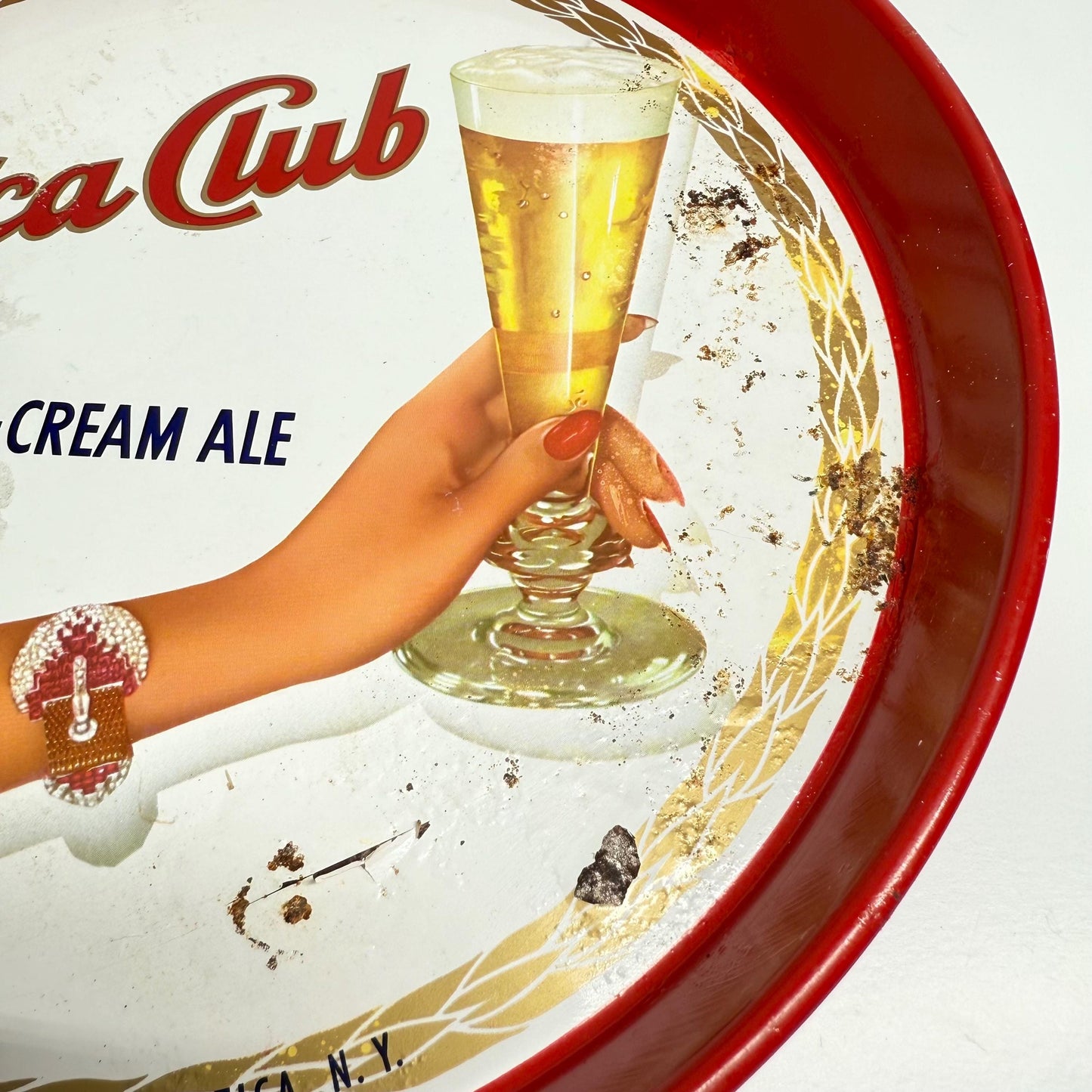 Vintage Metal Tray of Utica Club Pilsner Beer-Cream Ale by Barware