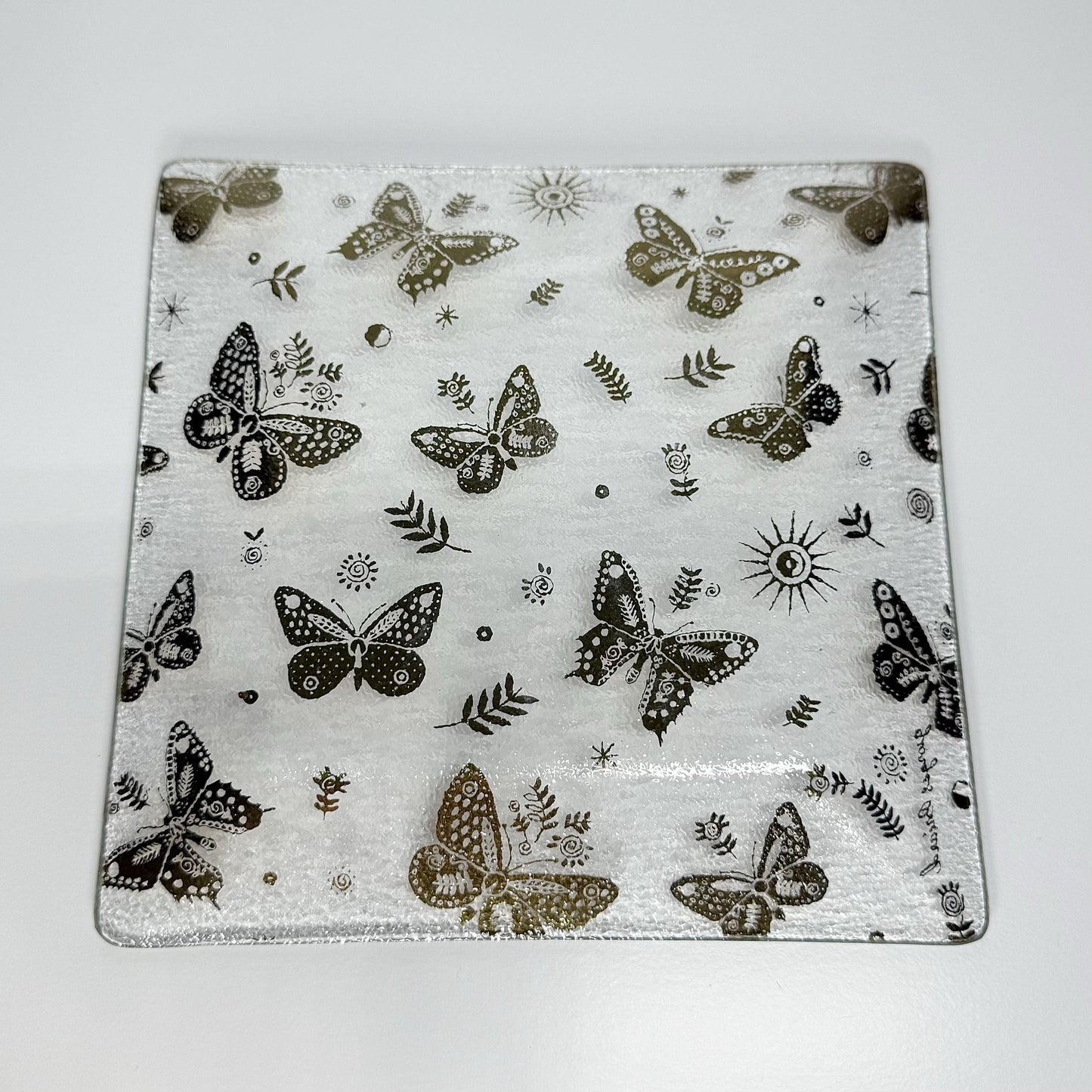 Vintage Dish, Mid Century Modern Gold Butterfly, Signed Georges Briard.
