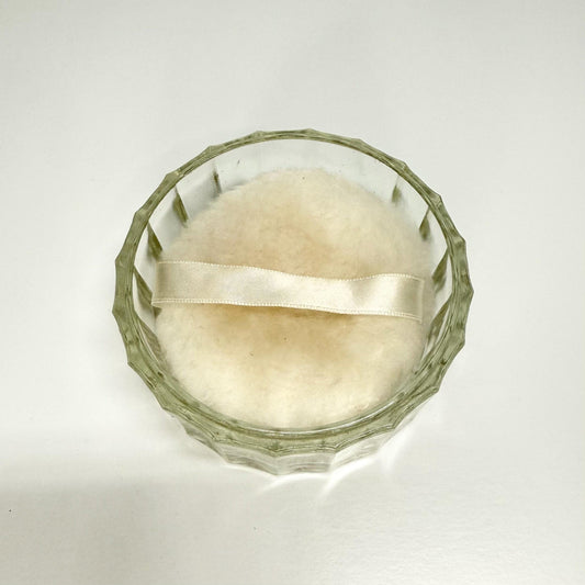 Vintage Powder Dish, Round Jewelry Trinket Box Made of Cut Crystal With Powder Puff