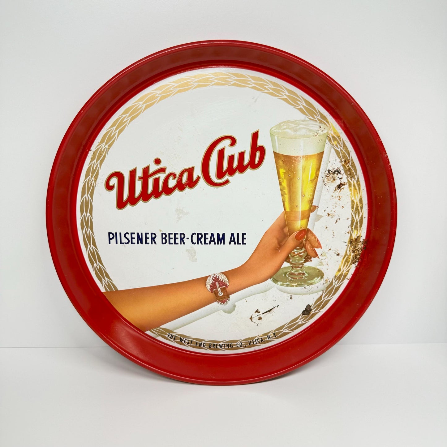 Vintage Metal Tray of Utica Club Pilsner Beer-Cream Ale by Barware