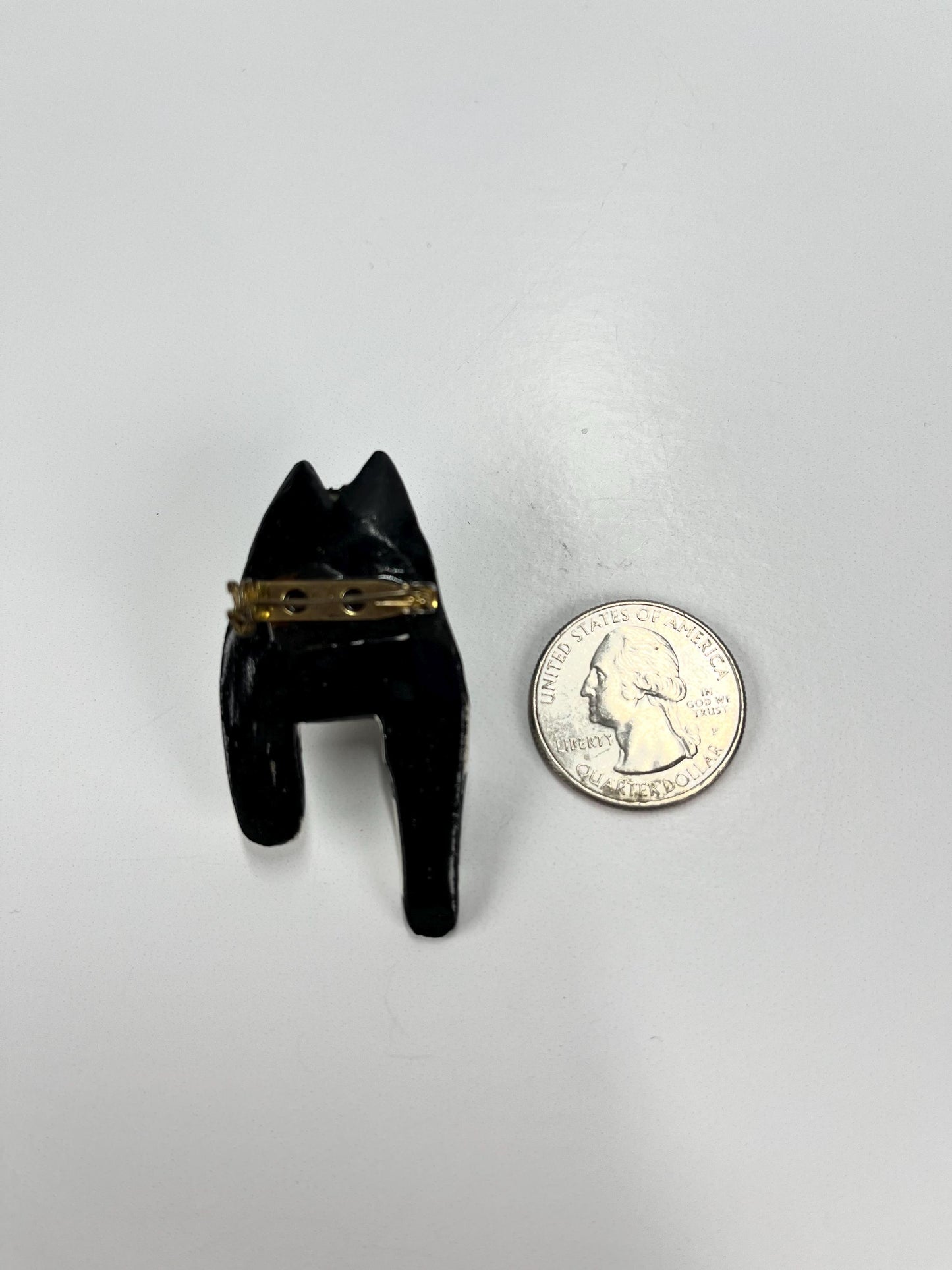 Vintage Brooch Pin of Black and White Wooden Cat