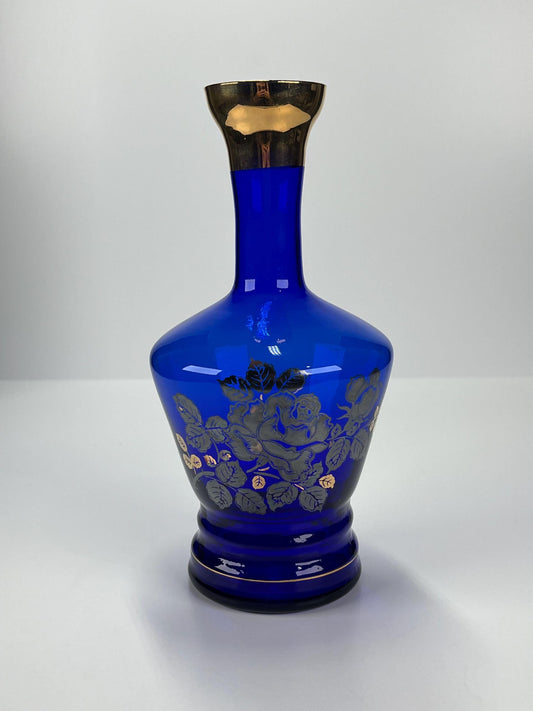 Vintage Glass Cordial Decanter Hand Blown in Vibrant Blue Cobalt by Moser