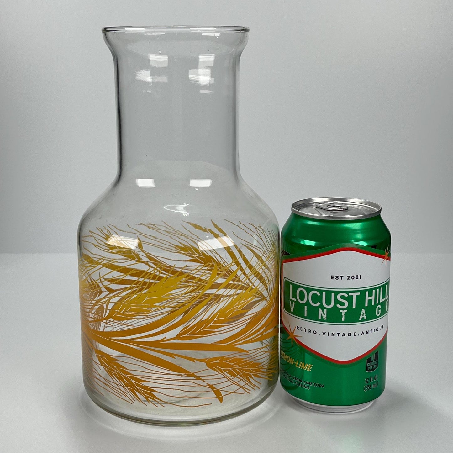 Vintage Juice Carafe in Popular Libbey Golden Wheat Design, 32oz