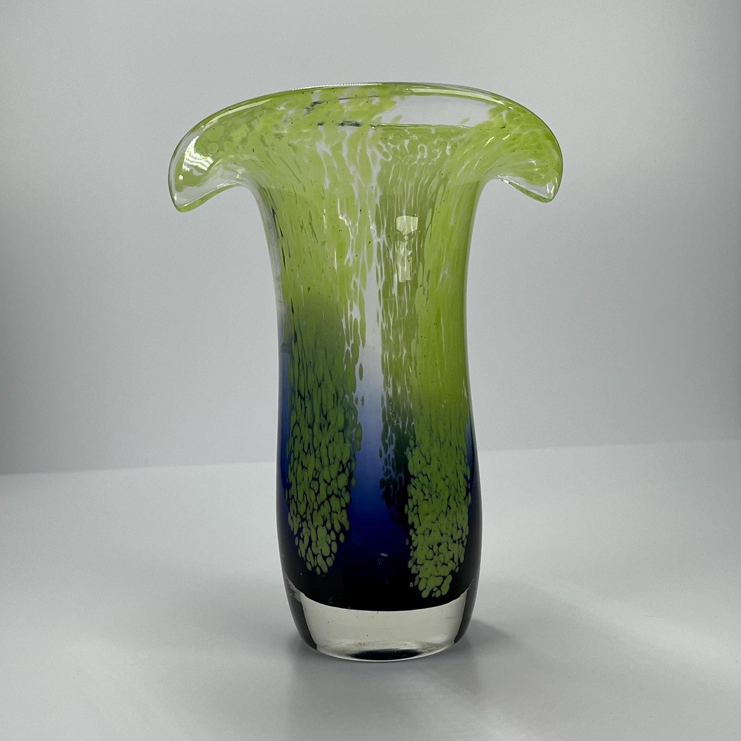 Vintage Hand Blown Art Glass Vase in Shades of Green & Blue by Teleflora Vase