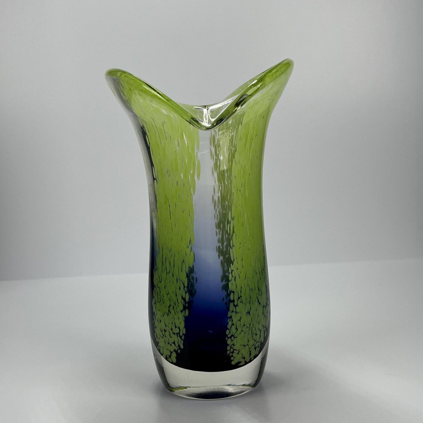 Vintage Hand Blown Art Glass Vase in Shades of Green & Blue by Teleflora Vase