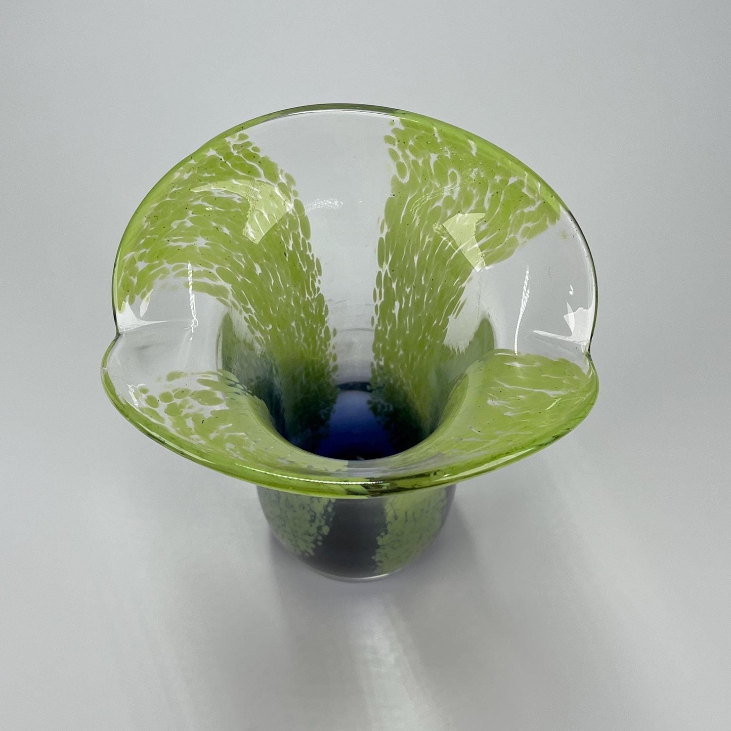 Vintage Hand Blown Art Glass Vase in Shades of Green & Blue by Teleflora Vase
