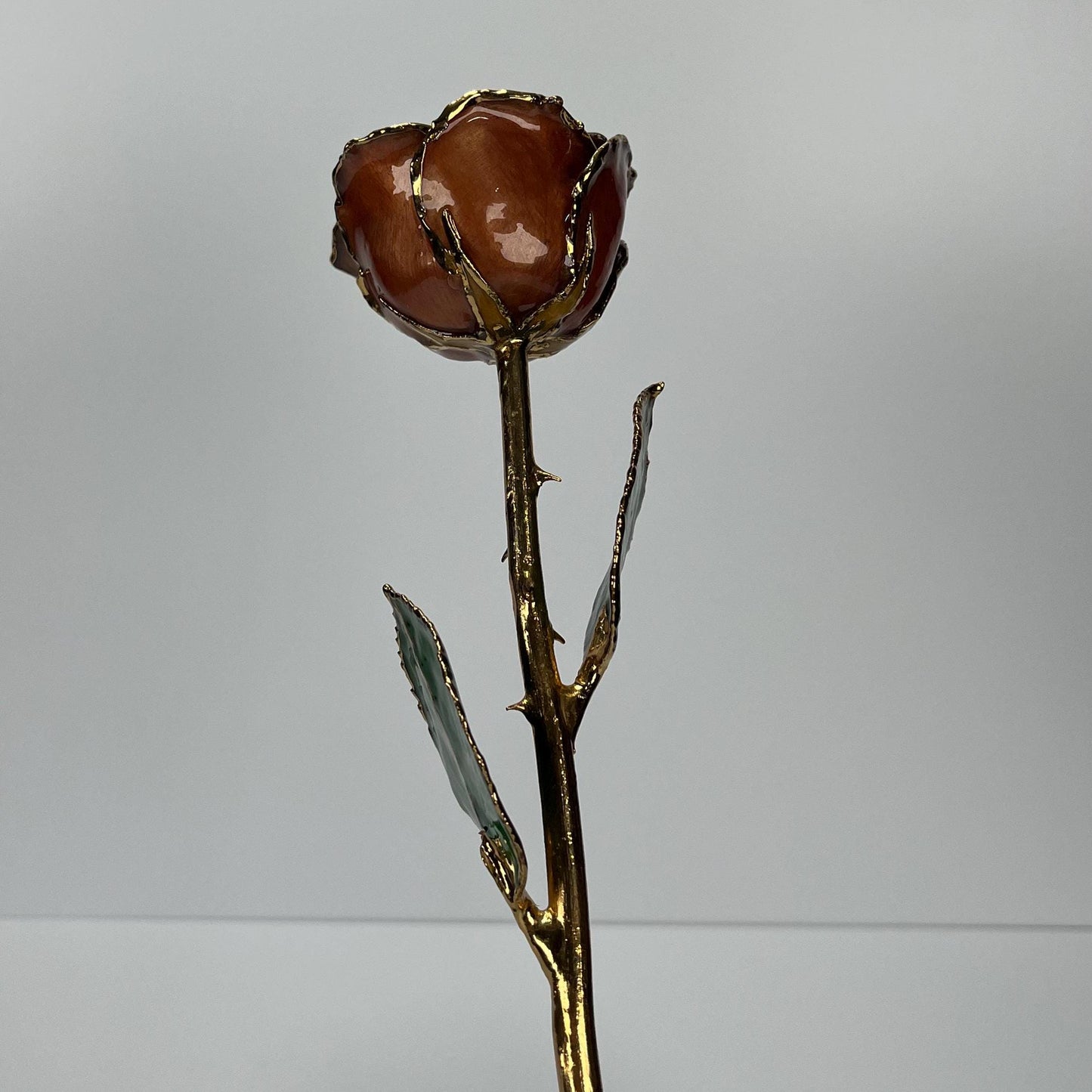 Vintage Collectible Rose Dipped in  24k Gold in Dark Magenta Pink