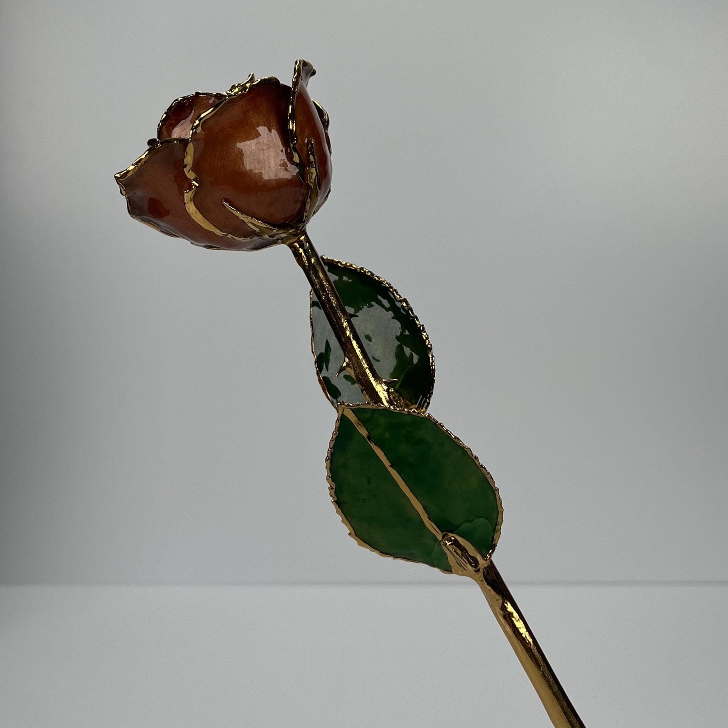 Vintage Collectible Rose Dipped in  24k Gold in Dark Magenta Pink