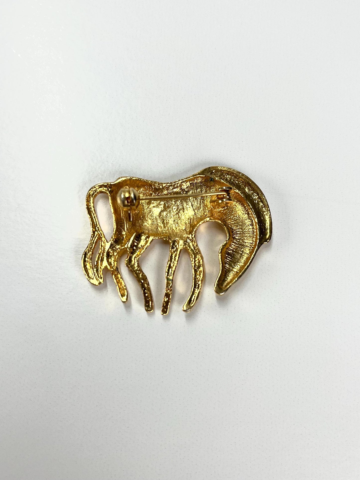 Vintage Gold Tone Brooch Pin of Zebra or Horse