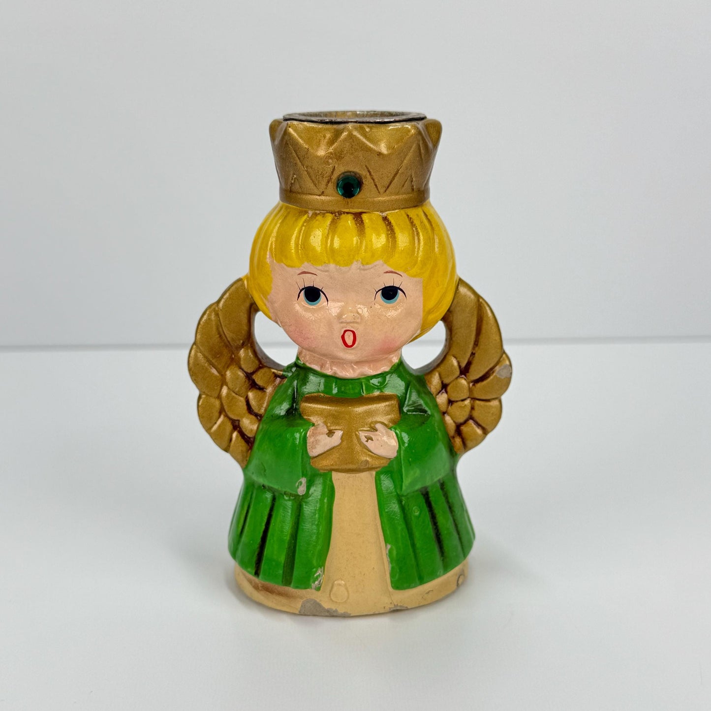 Vintage Candle Holder of Green Angle by Ardco and Stamped C-2288