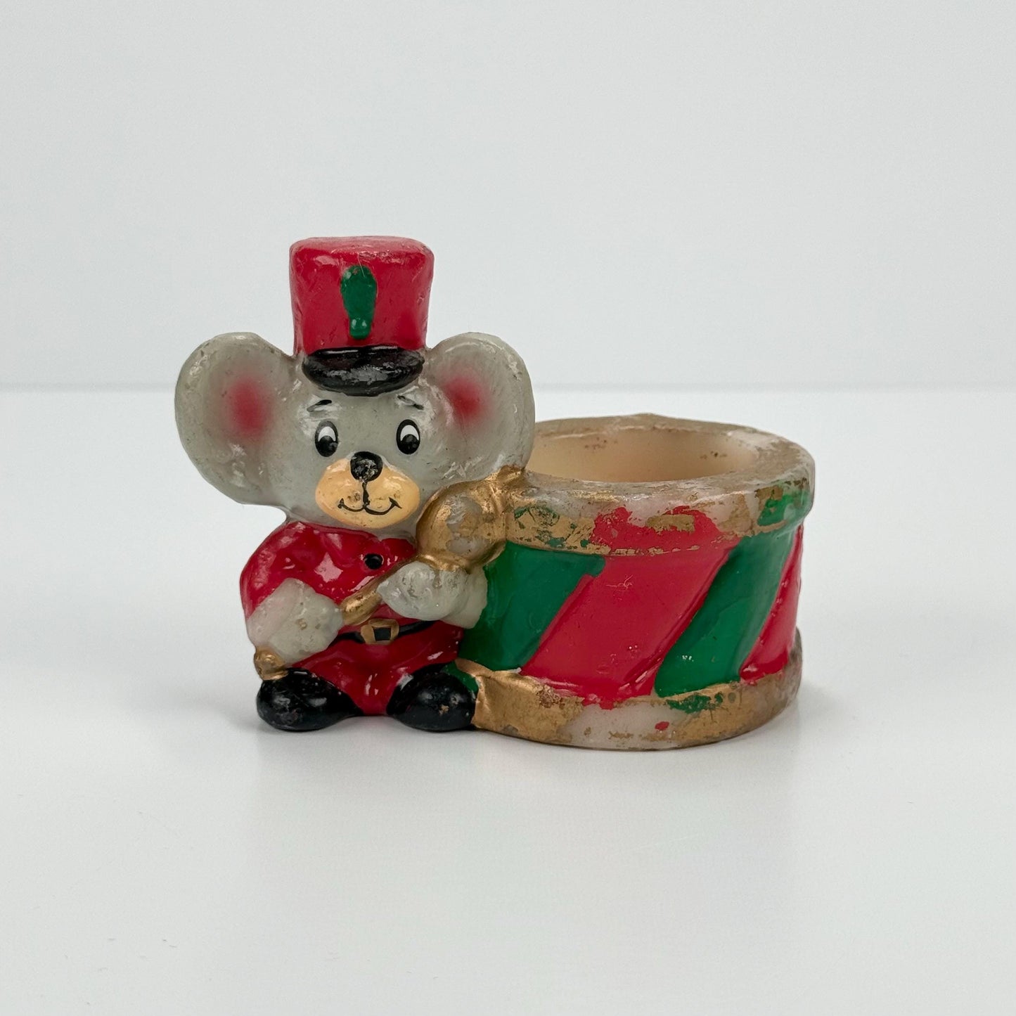 Vintage Candle Holder of Christmas Band Mouse with Drum and Made by Jasco