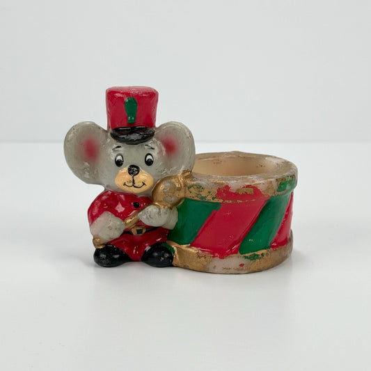 Vintage Candle Holder of Christmas Band Mouse with Drum and Made by Jasco