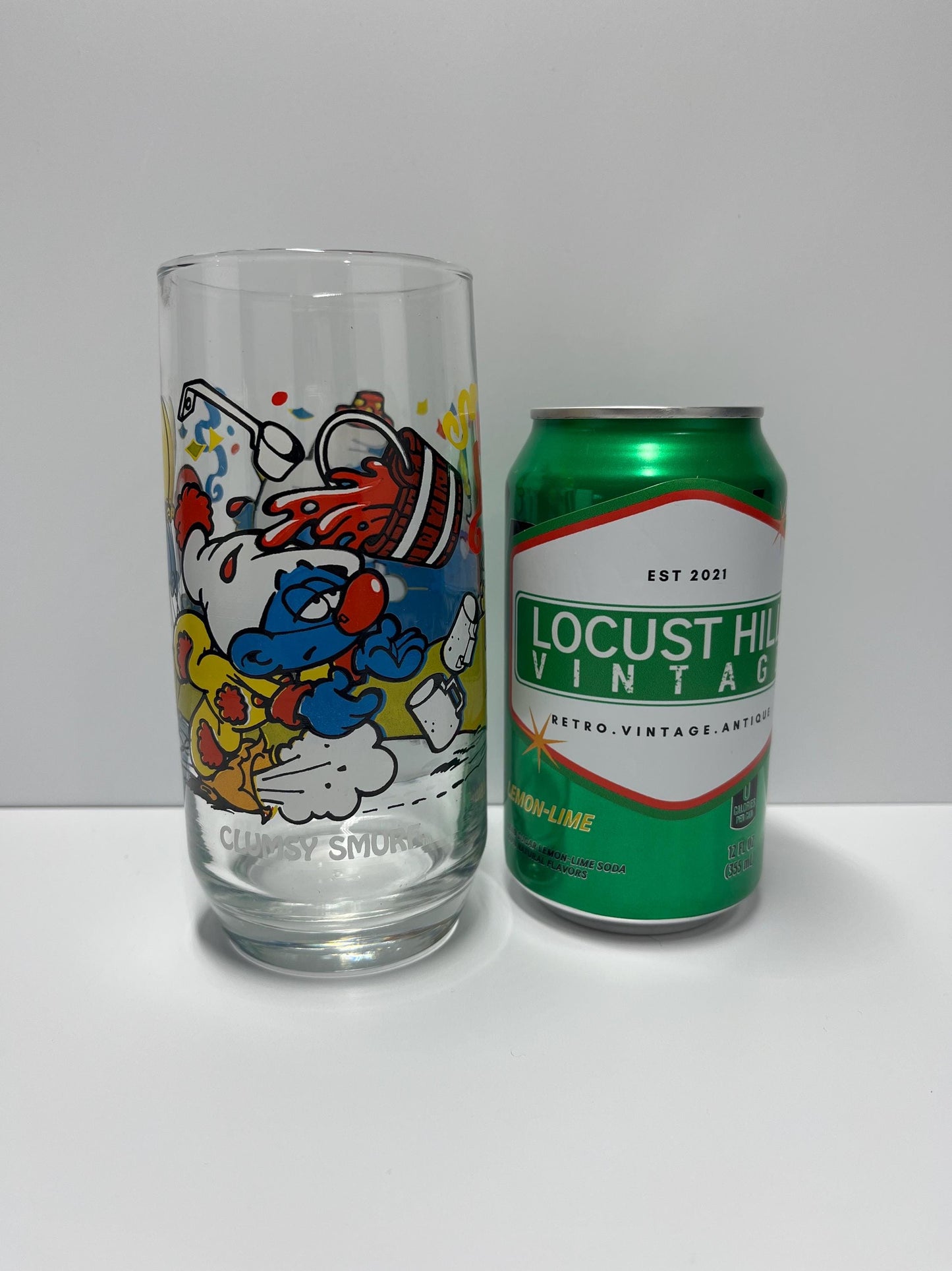 Vintage Clumsy Smurf Glass