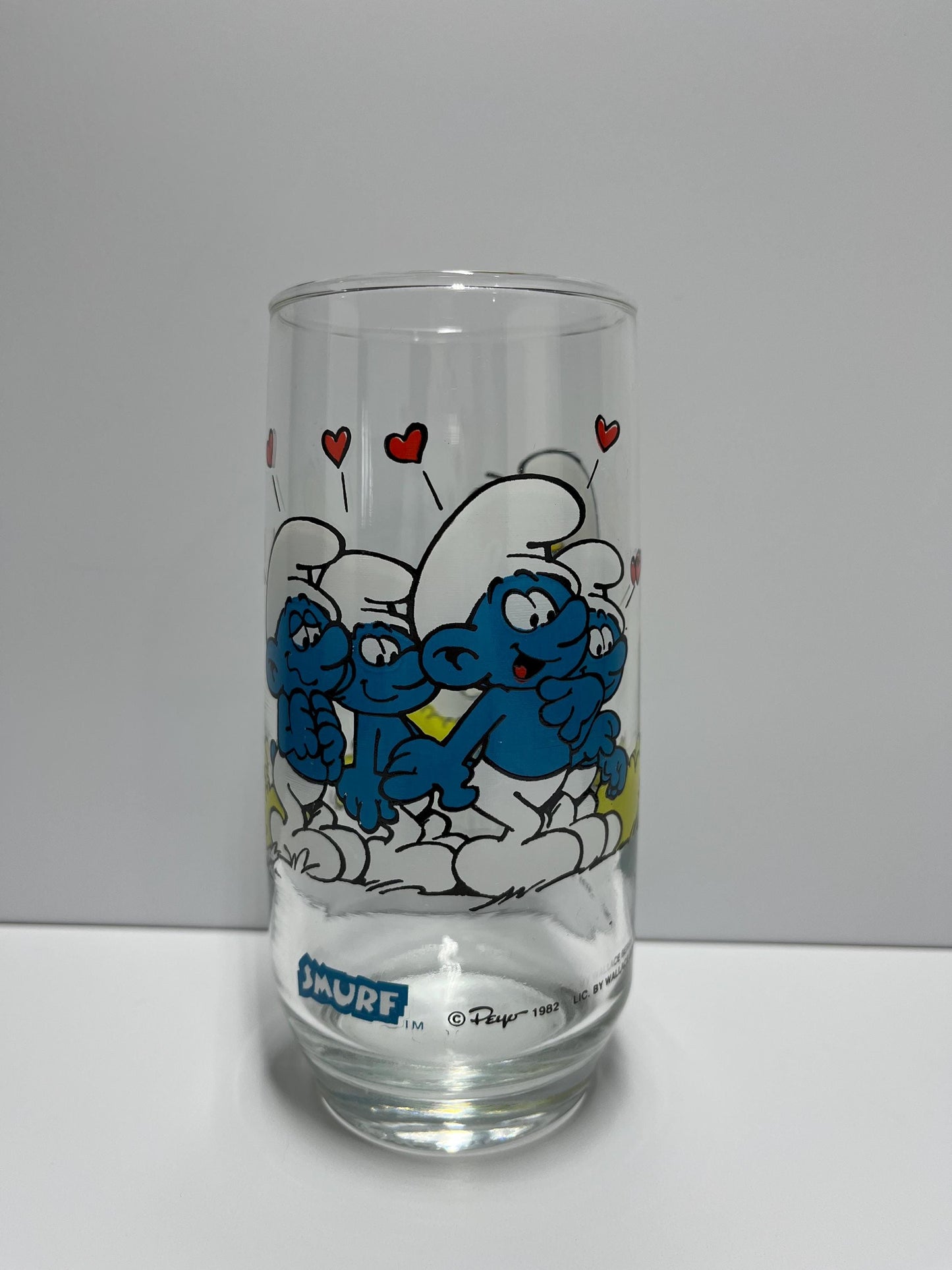 Vintage Smurfette Glass with Hearts Collectible 1982