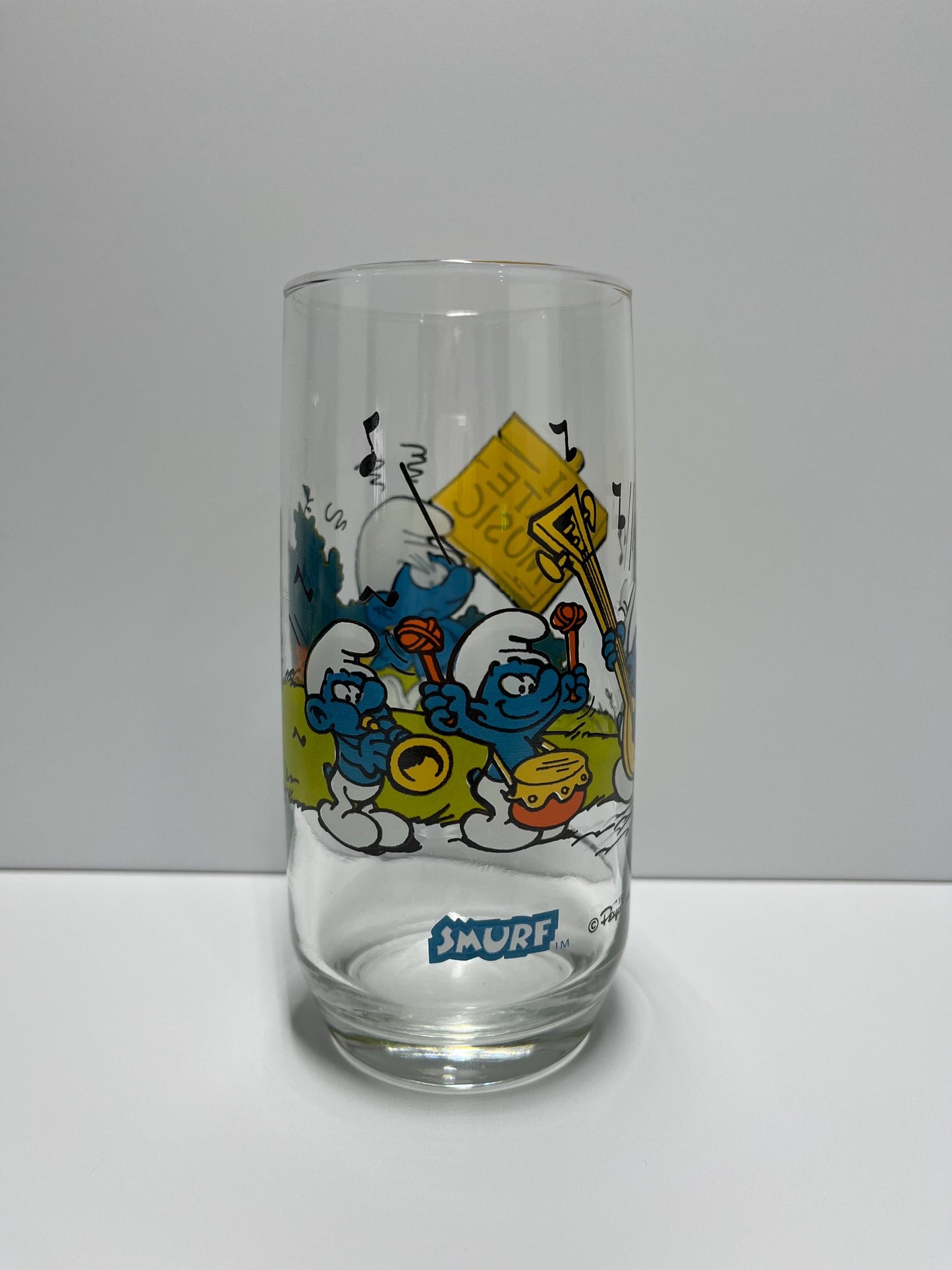 Vintage Grouchy Smurf Glass Collectible 1982