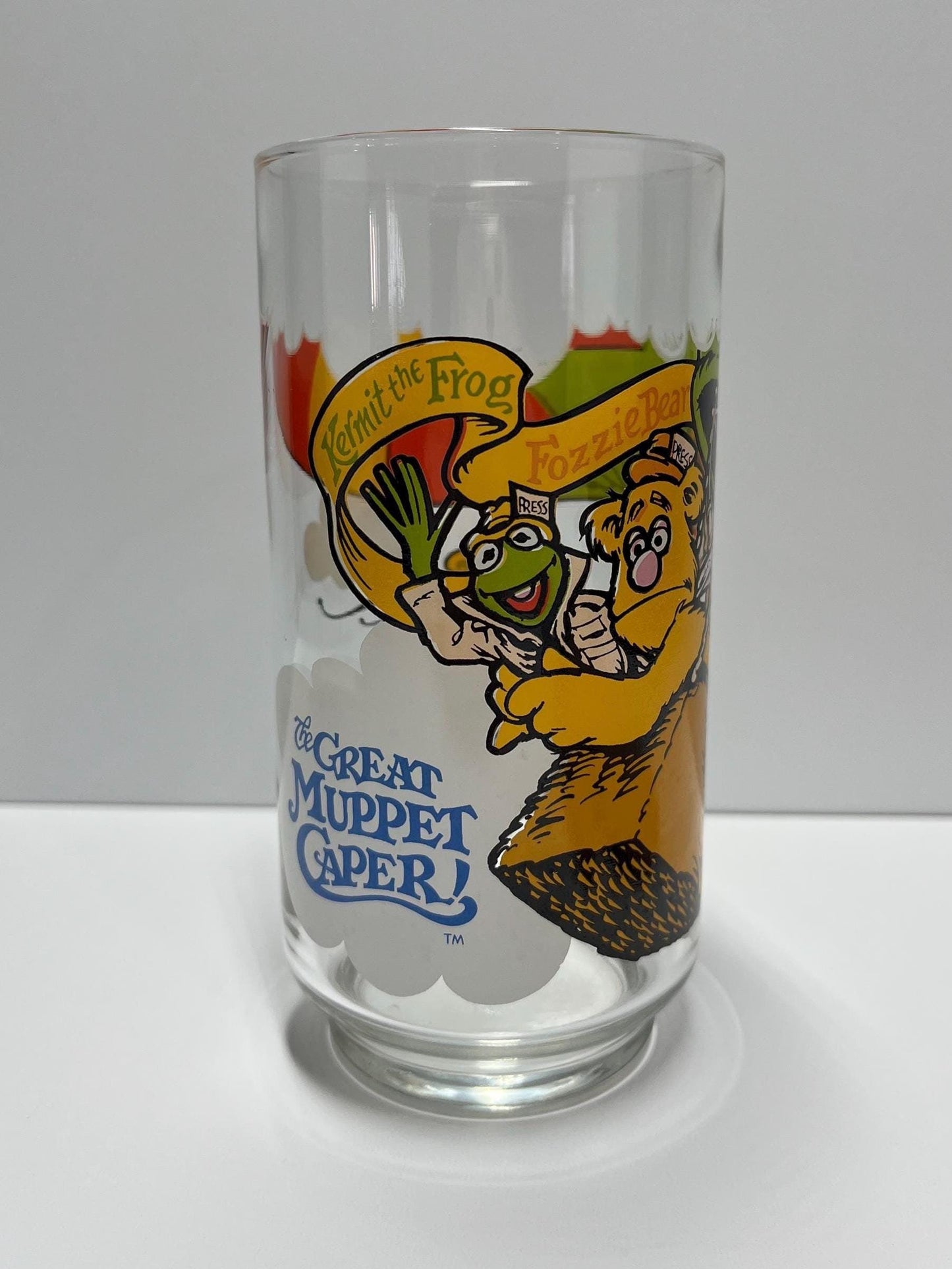 Vintage Glass of Muppets Caper With Fozzie Bear, Kermit & Gonzo