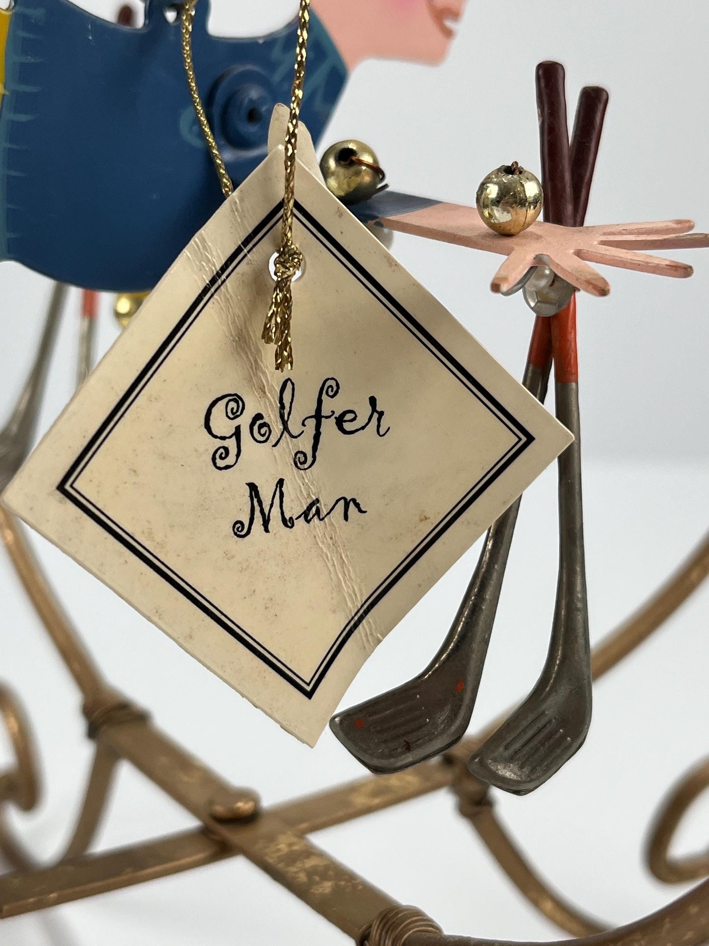 Vintage Fanciful Flights "Golfer Man" Hangin Art Ornament Signed by Karen Rossi