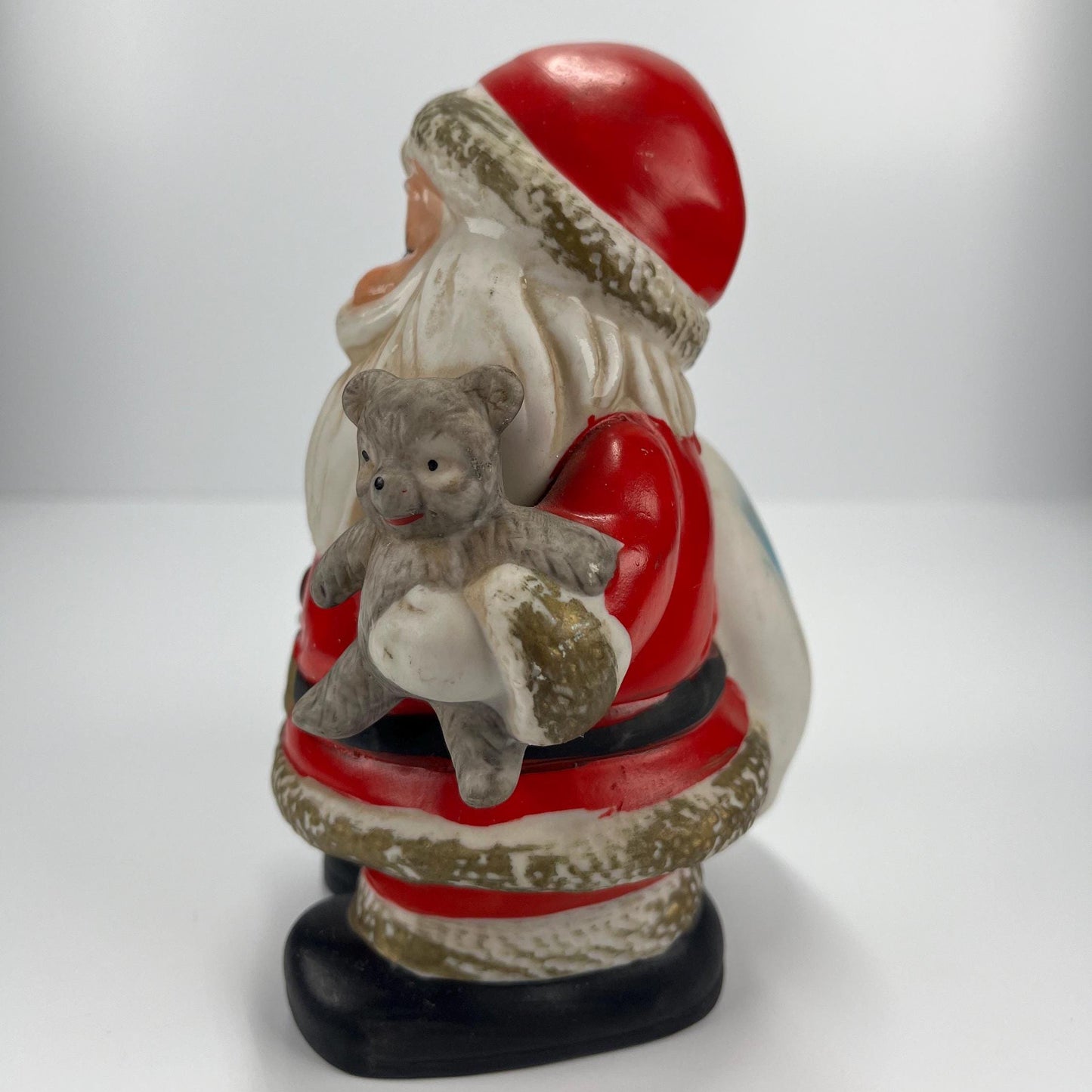 Vintage Ceramic Bank of Santa Holding a Toy Bag and Teddy Bear by Homco