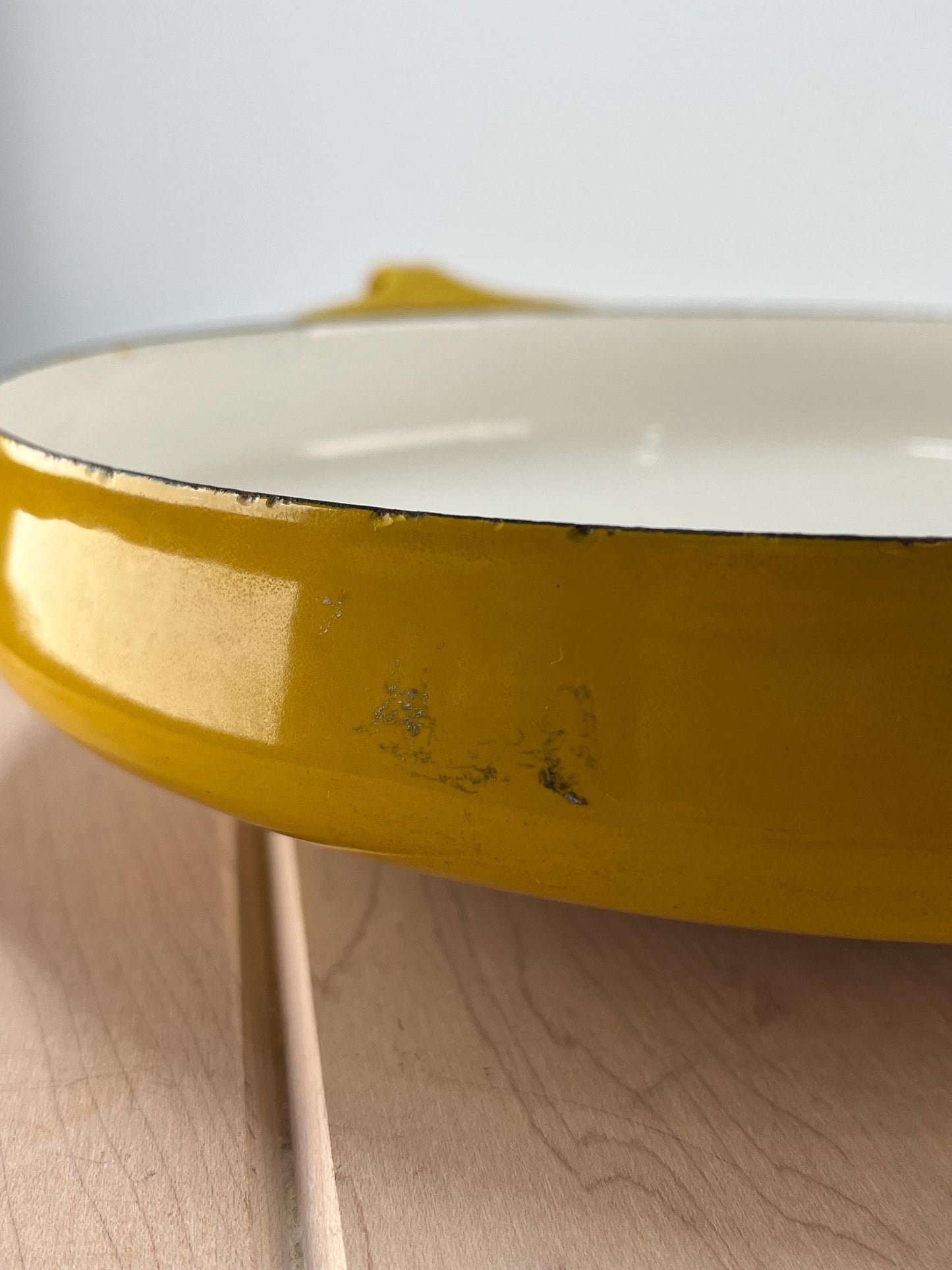 Vintage Enamel Paella Pan in Sunny Yellow Jens Design by Dansk Kobenstyle