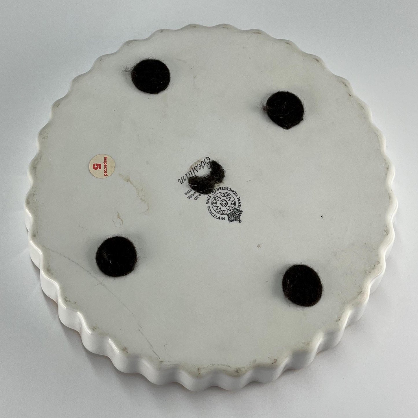 Vintage Porcelain Flan Dish With Golden Trim and Fruit Design by Royal Worcester Evesha