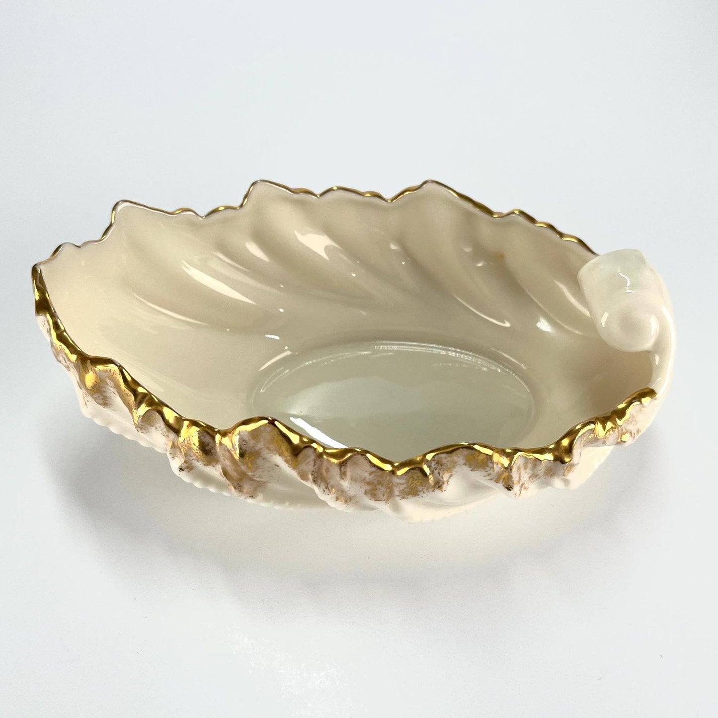 Vintage Lenox Trinket Dish in Acanthus Ivory with Gold Gilt and USA Made