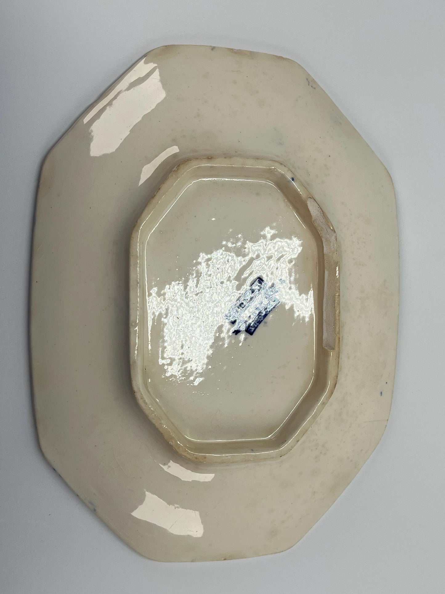Antique Serving Plate in Ivory and Blue Floral by Victoria K and C