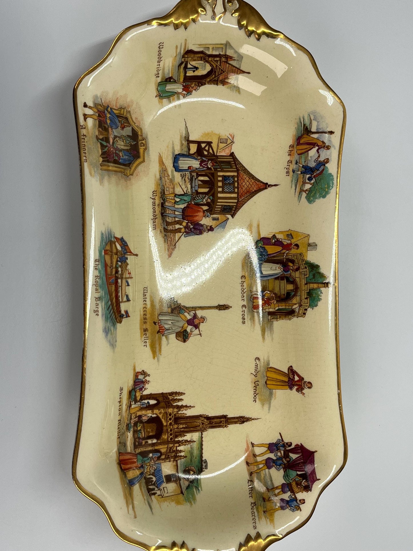 Vintage Royal Winton Grimwades Serving Plate in Old English Markets Pattern 1952