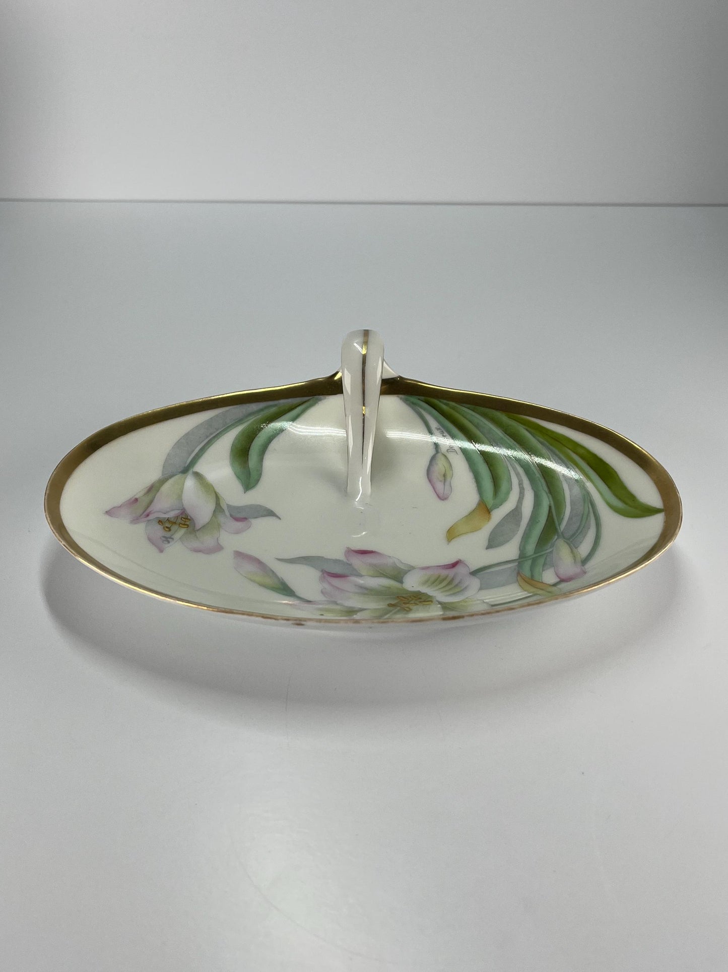 Vintage Hand Painted Bavarian Porcelain Dish Signed
