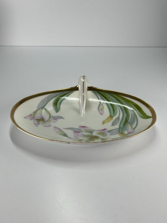 Vintage Hand Painted Bavarian Porcelain Dish Signed