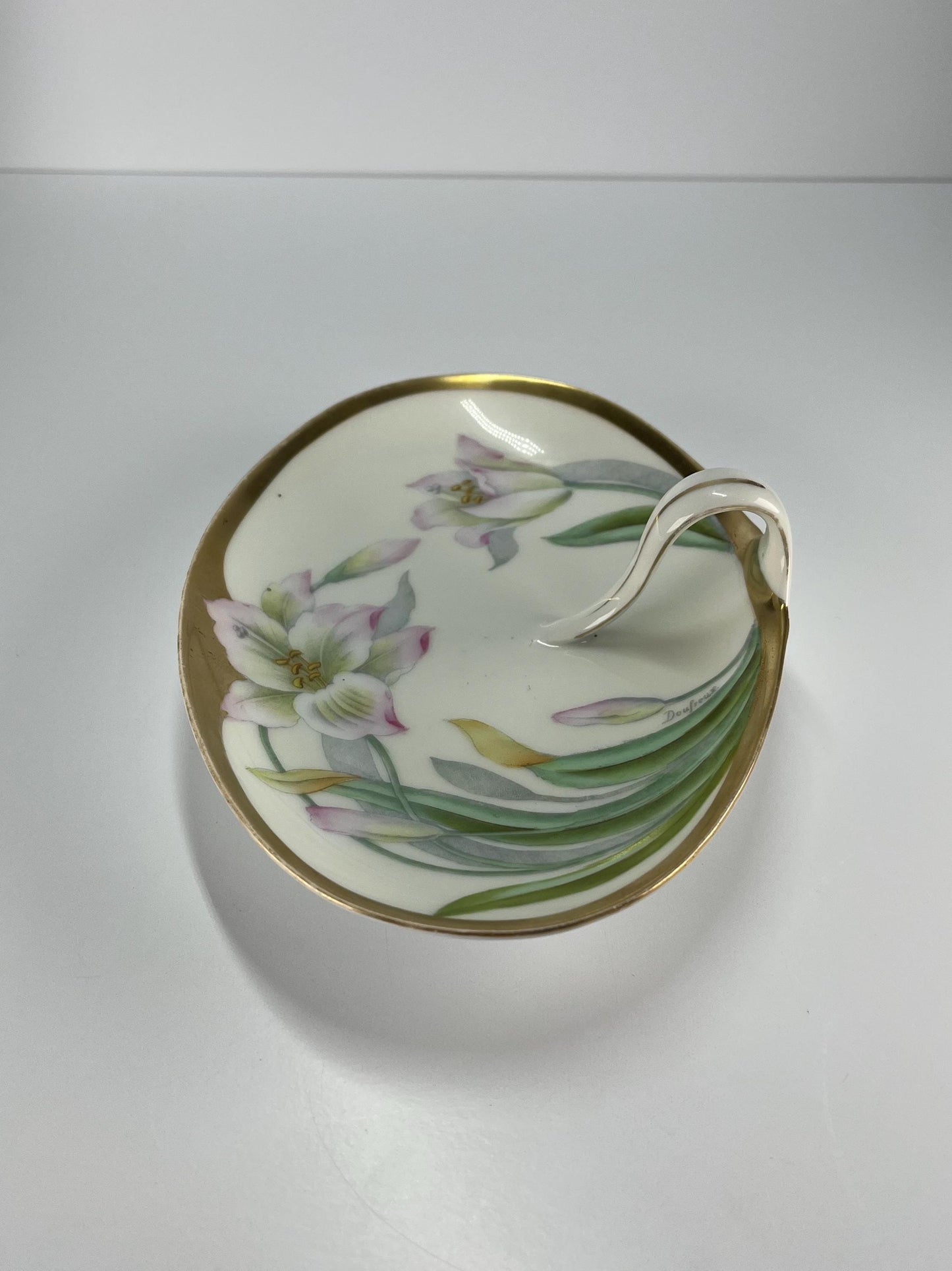 Vintage Hand Painted Bavarian Porcelain Dish Signed