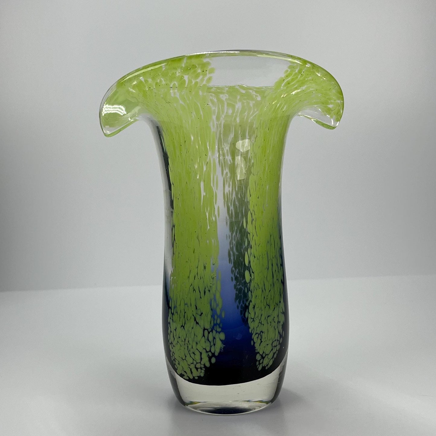 Vintage Hand Blown Art Glass Vase in Shades of Green & Blue by Teleflora Vase