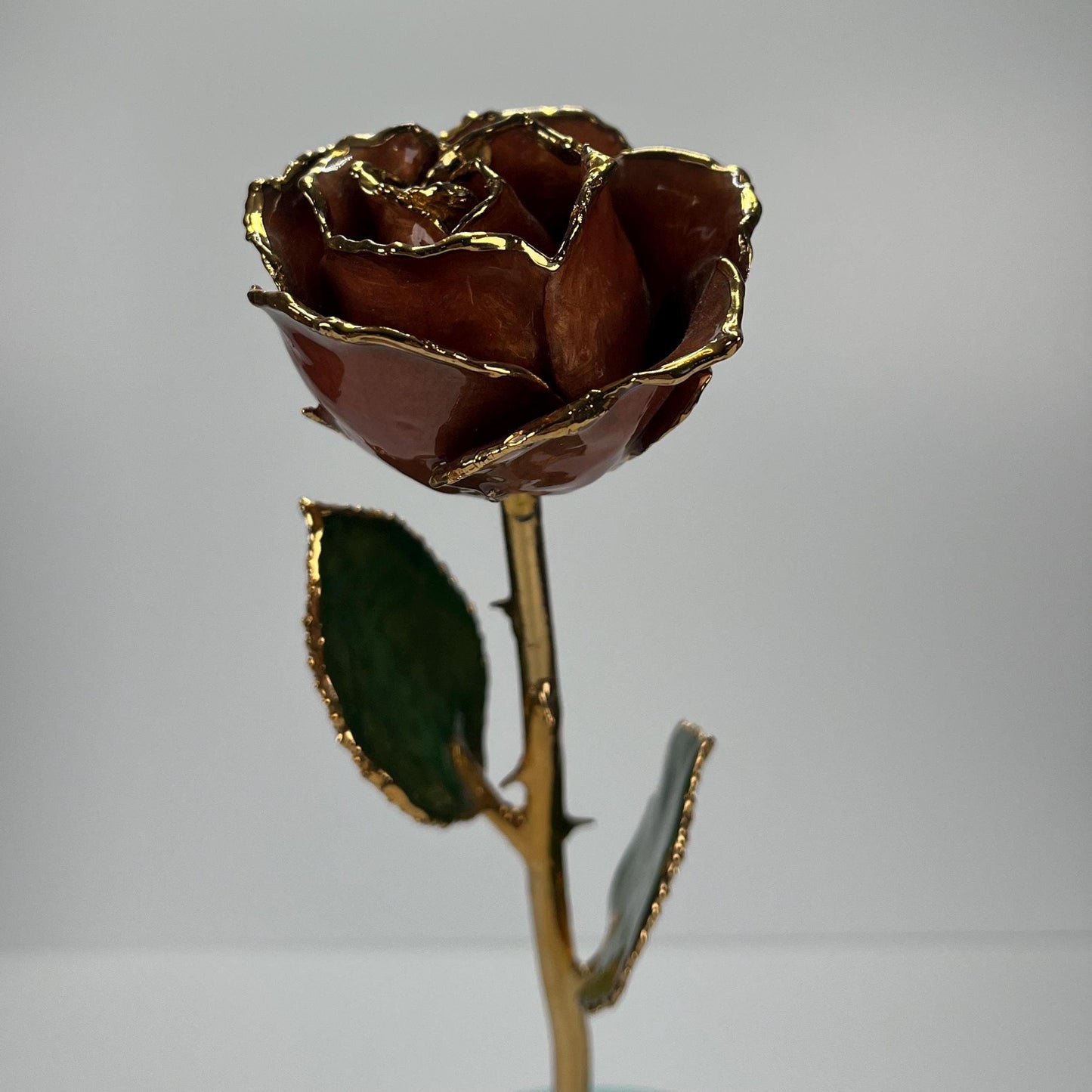 Vintage Collectible Rose Dipped in  24k Gold in Dark Magenta Pink