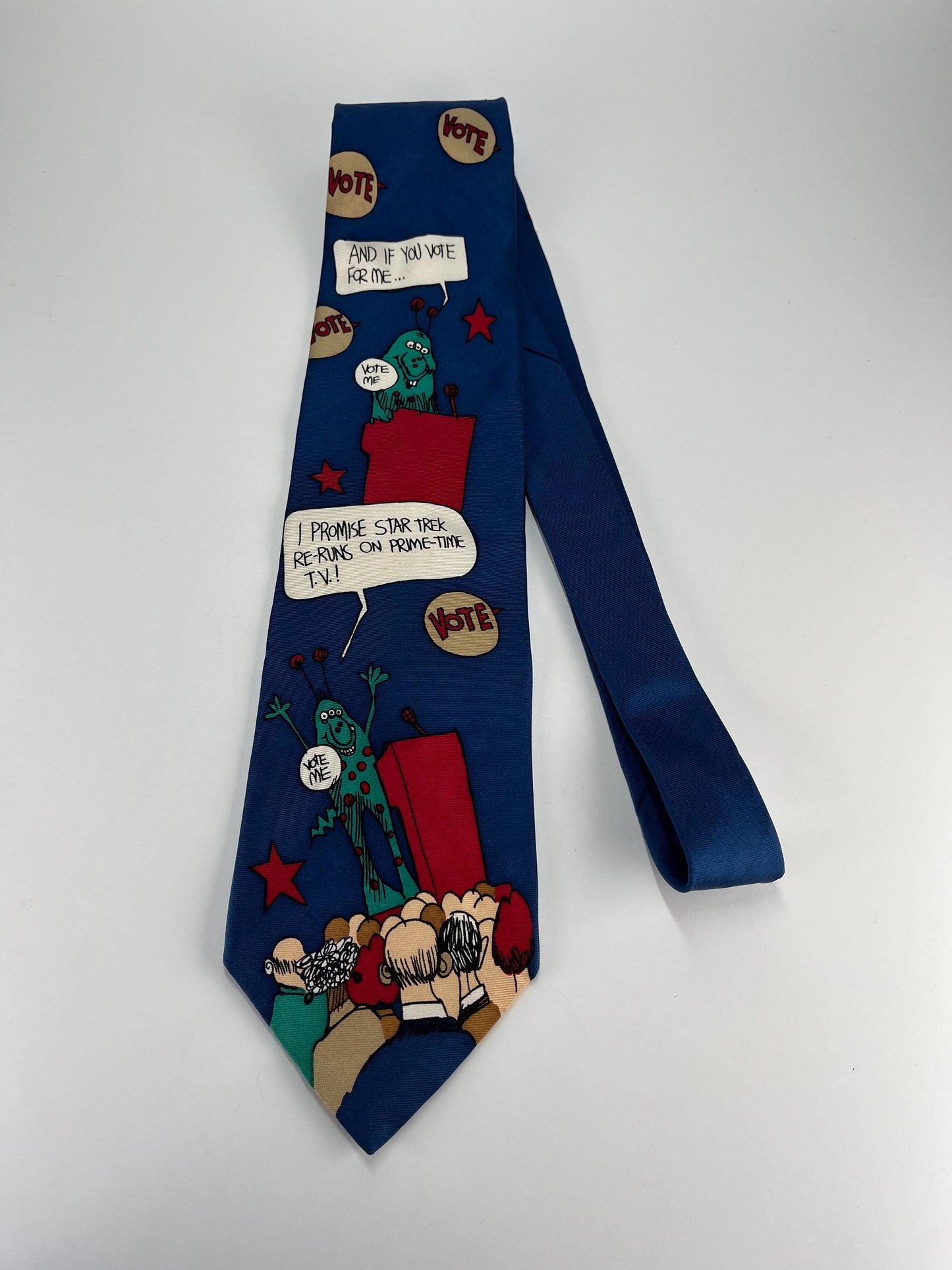 Vintage Necktie of Election Voting Cartoon and Made by Tee Hee