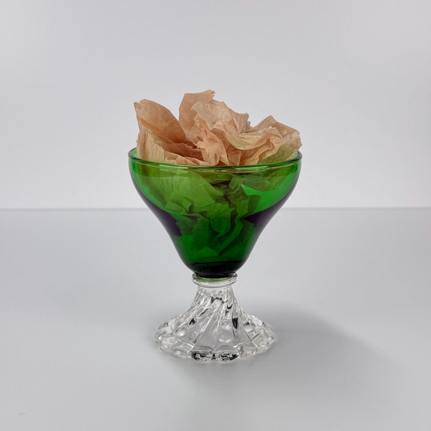 Vintage Anchor Hocking Sherbet Glass in Burple Inspiration Green with Scalloped Base