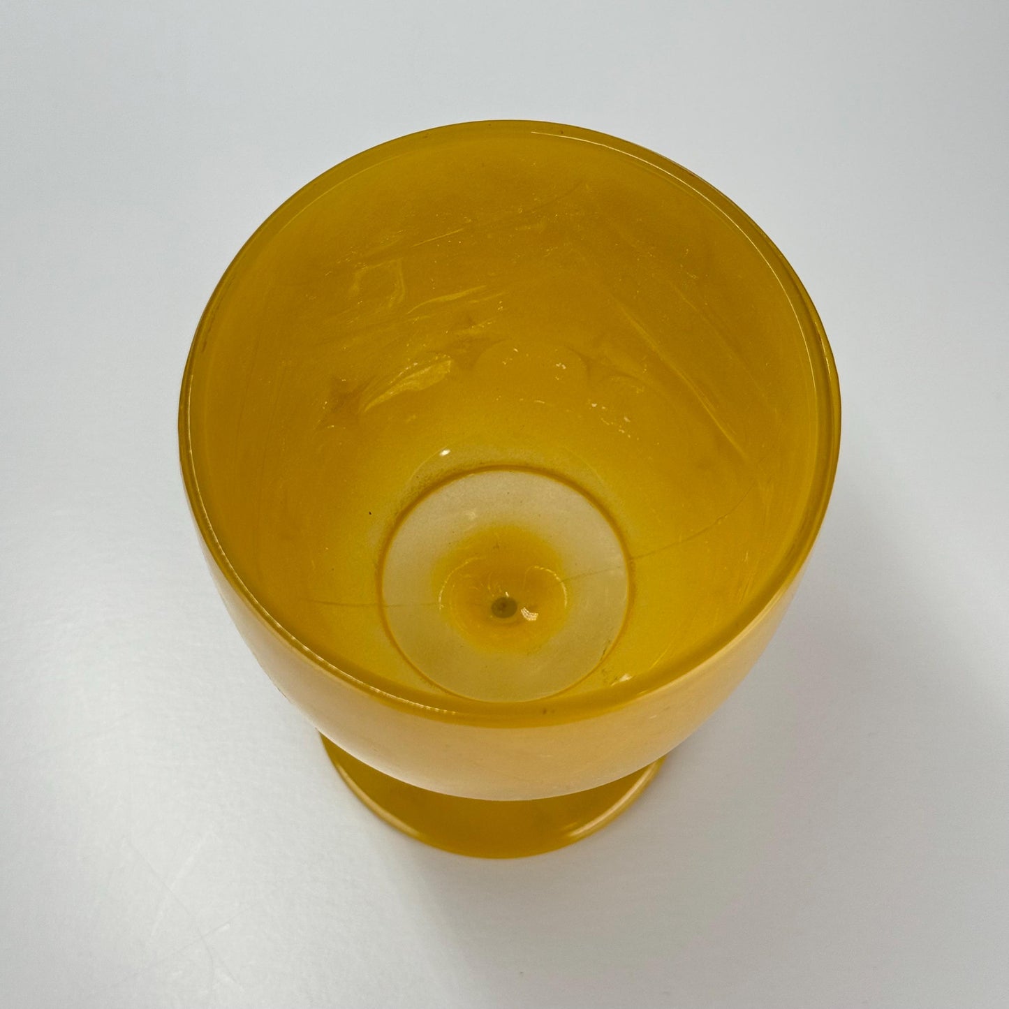 Vintage Carnival Wine Glass in Golden Yellow With Embossed Star Design 1960s