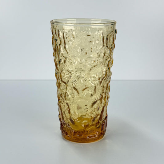 Vintage Tumblers in Textured Honey Gold Glass by Anchor Hocking Set of 7