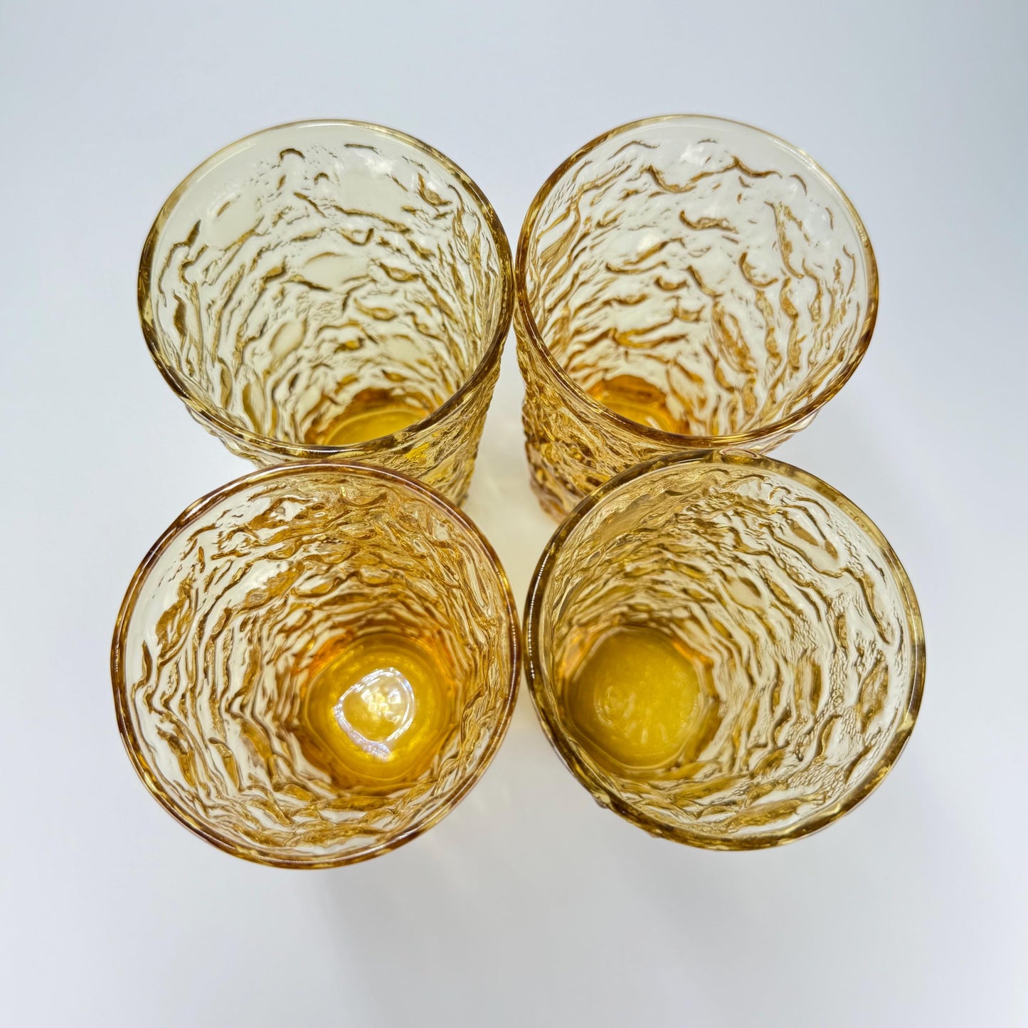 Vintage Tumblers in Textured Honey Gold Glass by Anchor Hocking Set of 7