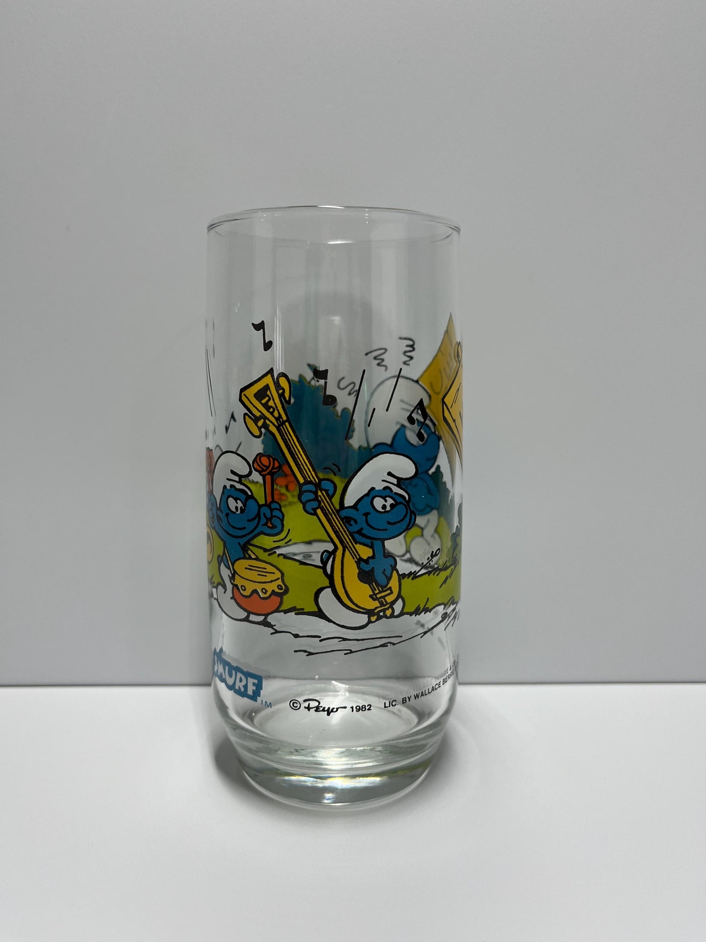 Vintage Grouchy Smurf Glass Collectible 1982
