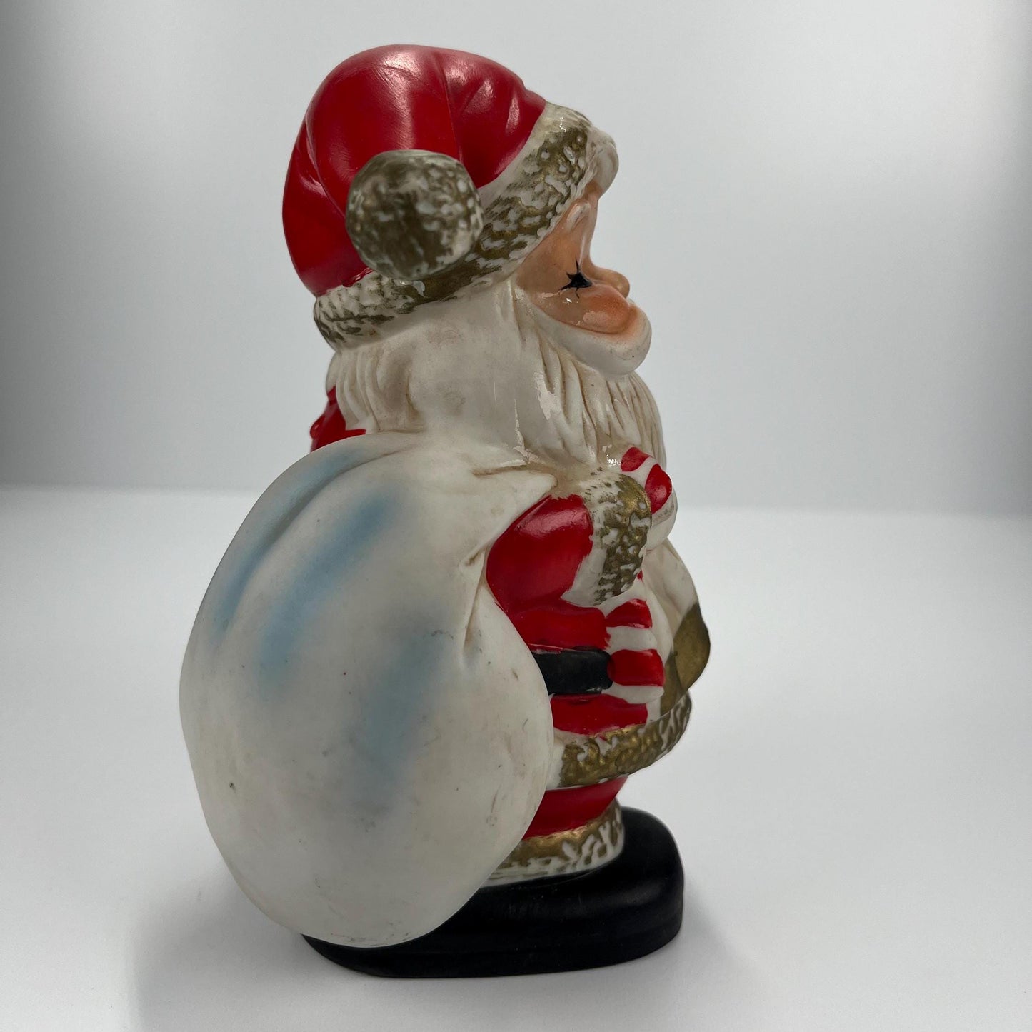 Vintage Ceramic Bank of Santa Holding a Toy Bag and Teddy Bear by Homco