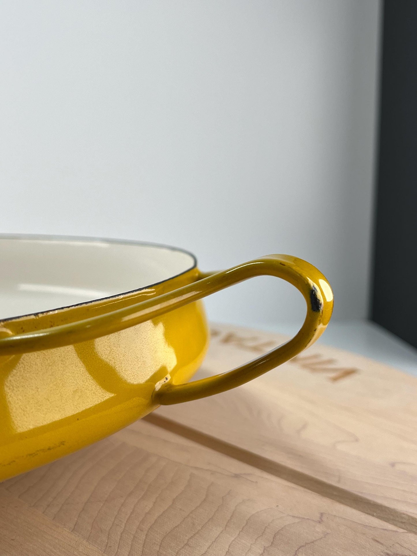 Vintage Enamel Paella Pan in Sunny Yellow Jens Design by Dansk Kobenstyle