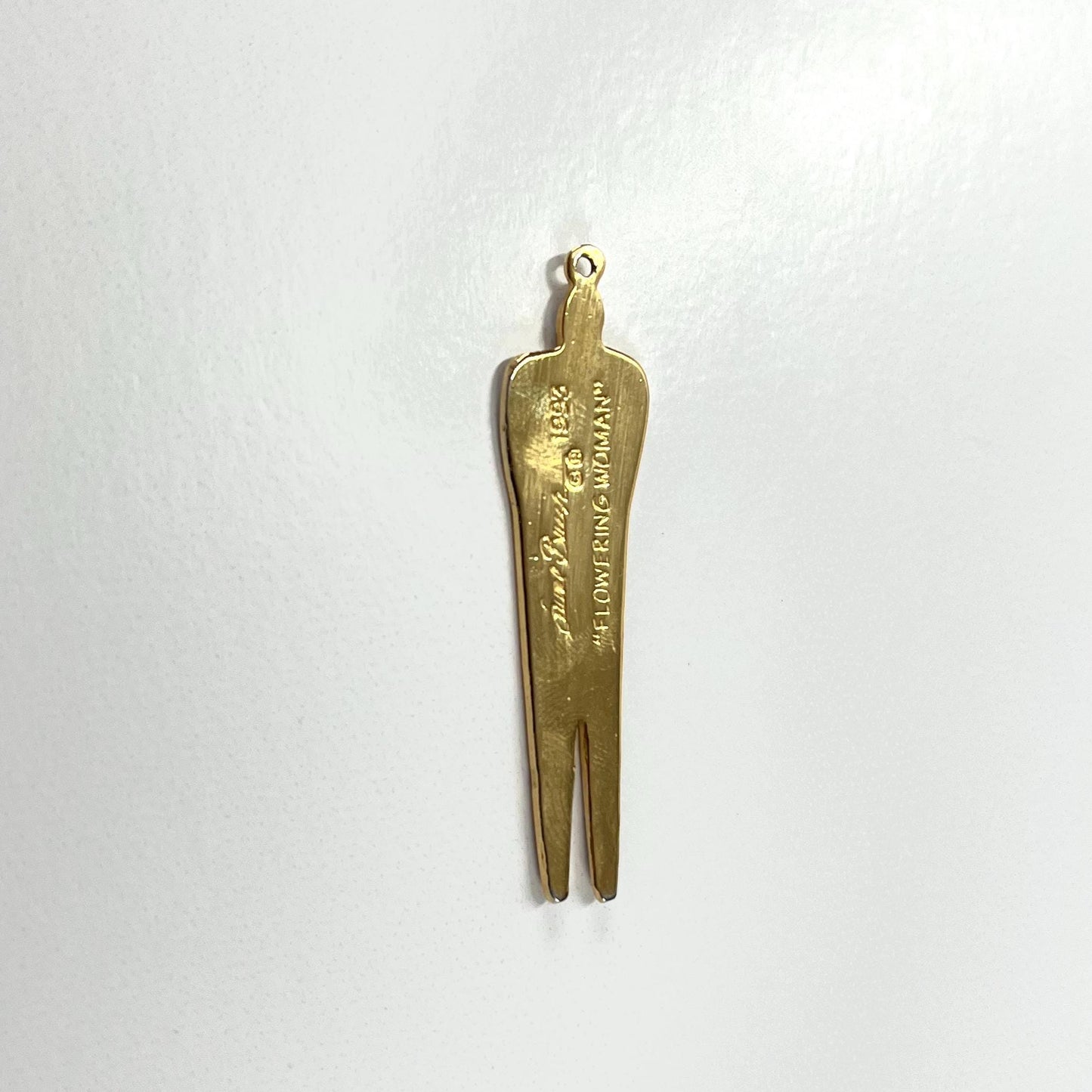 Vintage Pendant In Gold Tone with Blue Enamel "Flowering Woman" by Laurel Burch 1993