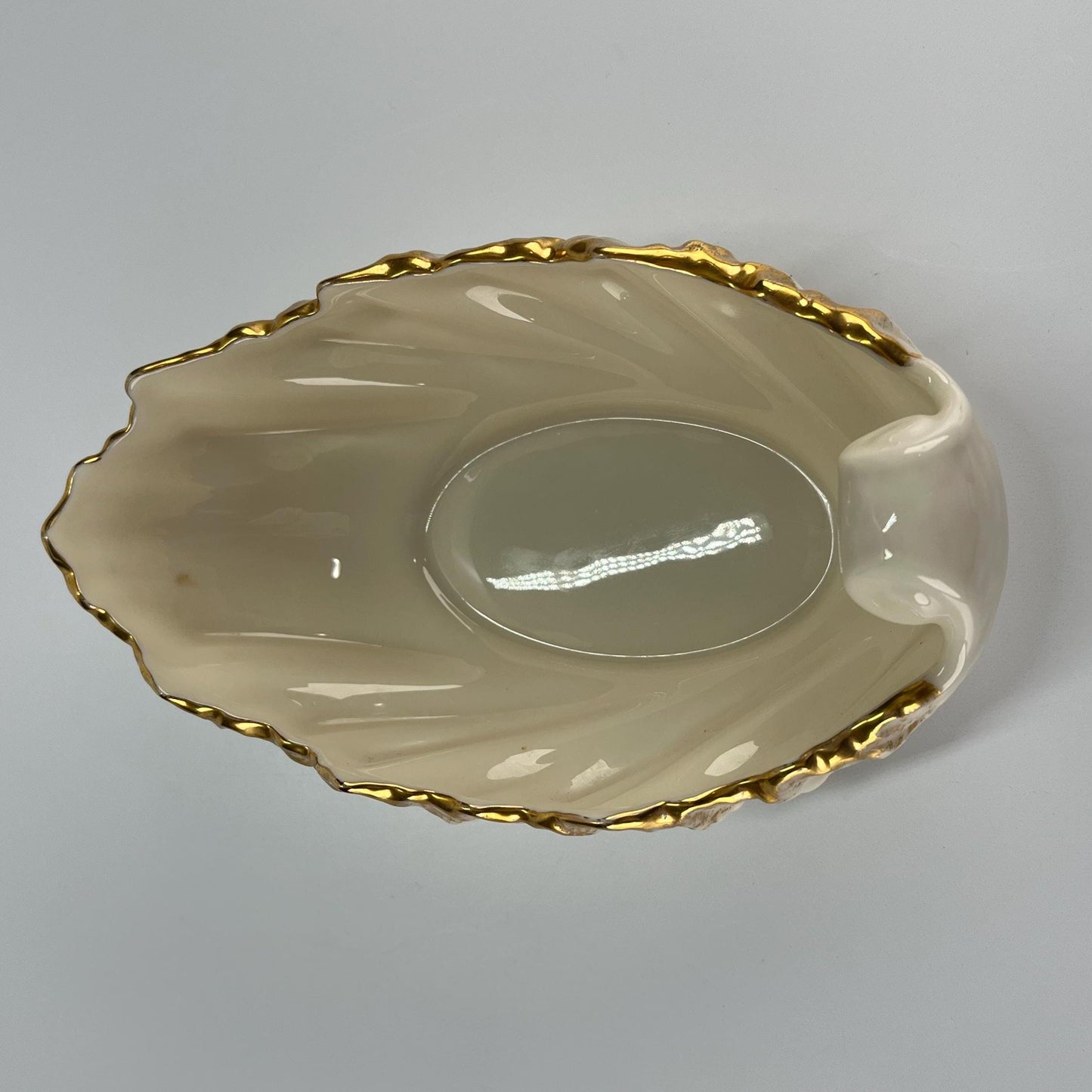 Vintage Lenox Trinket Dish in Acanthus Ivory with Gold Gilt and USA Made