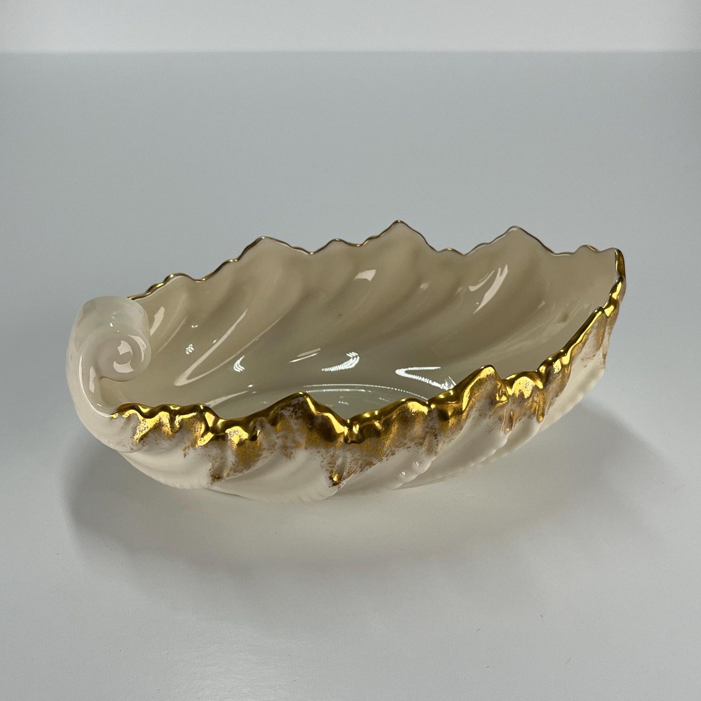 Vintage Lenox Trinket Dish in Acanthus Ivory with Gold Gilt and USA Made