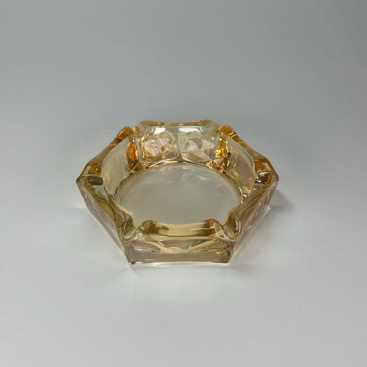 Vintage Glass Ashtray in Pretty Iridescent Peach or Amber Color with 6 Slots