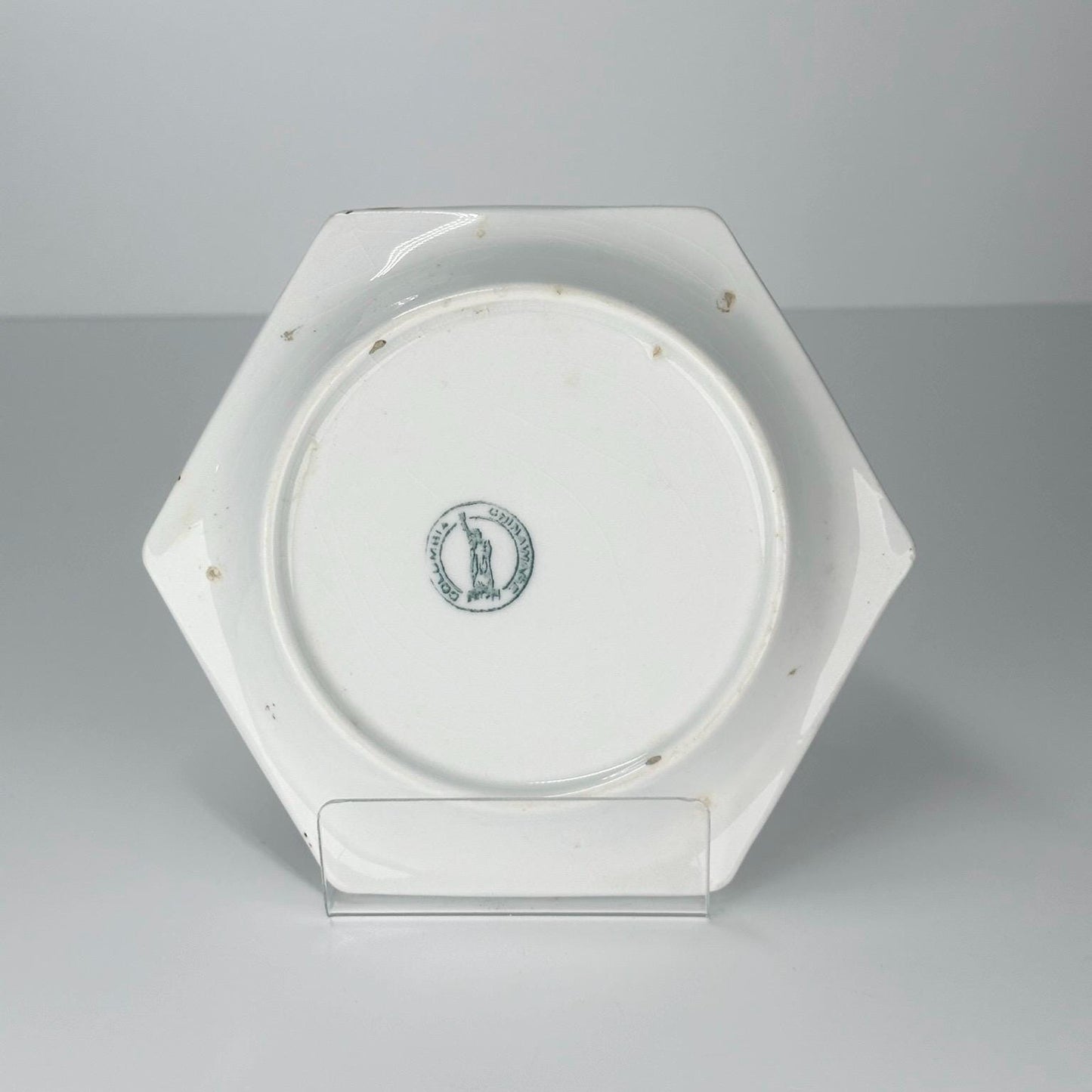 Vintage Ashtray with Painted House and Floral Design Made by Columbia Chinaware
