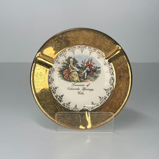 Vintage Sabin Souvenir Ashtray of Colorado Springs with 22k Gold