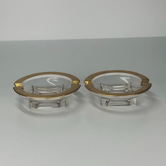Vintage Glass Ashtray in Art Deco Design with Gold Frosted Rim
